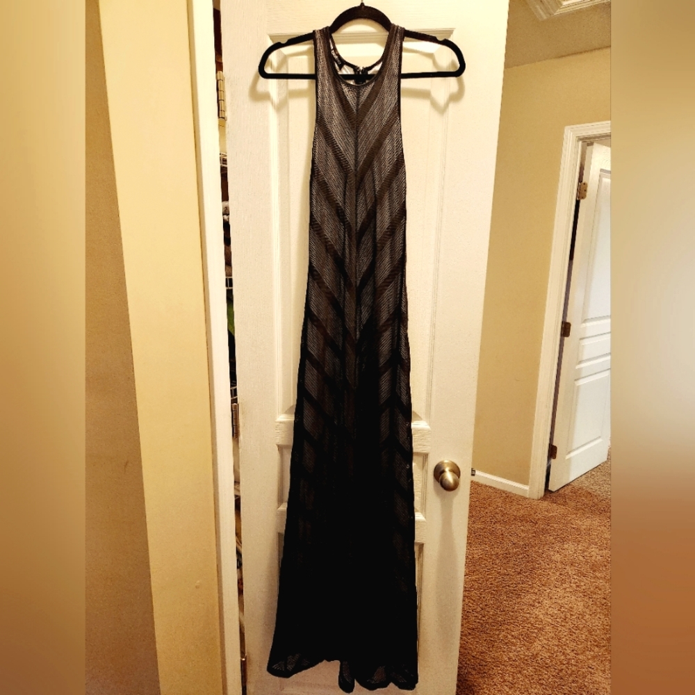 Bebe Long black lace dress